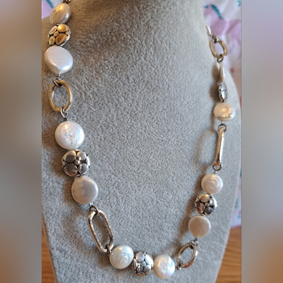 NWOT Brighton Pearl & Silver Plate Neutral Boho Casual Elegant Necklace Jewelery - Picture 2 of 4